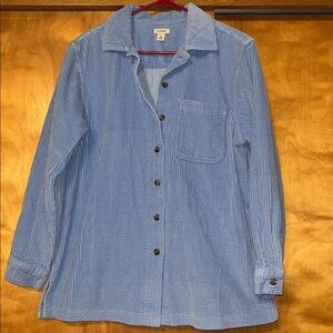 L.L. Bean Light Blue corduroy button top